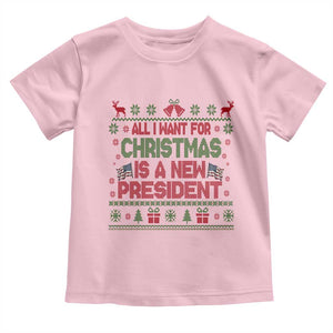 All I Want For Christmas Is A New President Toddler T Shirt Funny Democrat Christmas TS14 Light Pink Print Your Wear