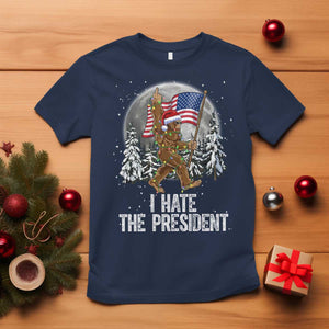 Funny Bigfoot Christmas Political Meme T Shirt I Hate The President TS14 Navy Print Your Wear