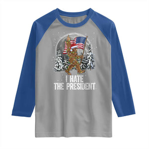 Funny Bigfoot Christmas Political Meme Raglan Shirt I Hate The President TS14 Sport Gray Royal Print Your Wear