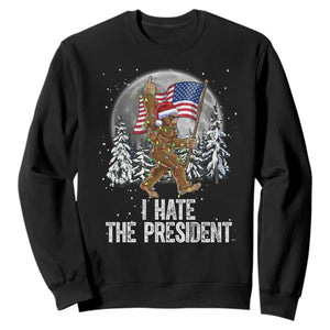Funny Bigfoot Christmas Political Meme Sweatshirt I Hate The President TS14 Black Print Your Wear