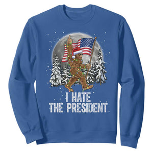 Funny Bigfoot Christmas Political Meme Sweatshirt I Hate The President TS14 Royal Blue Print Your Wear