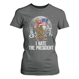 Funny Bigfoot Christmas Political Meme T Shirt For Women I Hate The President TS14 Dark Heather Print Your Wear