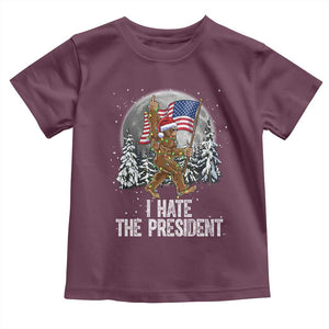 Funny Bigfoot Christmas Political Meme Toddler T Shirt I Hate The President TS14 Maroon Print Your Wear
