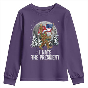 Funny Bigfoot Christmas Political Meme Youth Sweatshirt I Hate The President TS14 Purple Print Your Wear