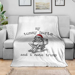 Funny Frog Christmas Throw Blanket My Tummy Hurts And I Hate Trump TS14 Print Your Wear