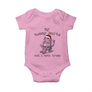 Funny Frog Christmas Baby Onesie My Tummy Hurts And I Hate Trump TS14 Light Pink Print Your Wear