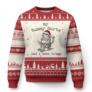 Funny Frog Xmas Ugly Christmas Sweater My Tummy Hurts And I Hate Trump TS14 Beige Red Print Your Wear