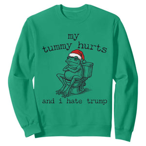 Funny Frog Christmas Sweatshirt My Tummy Hurts And I Hate Trump TS14 Irish Green Print Your Wear