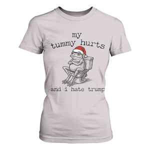 Funny Frog Christmas T Shirt For Women My Tummy Hurts And I Hate Trump TS14 Ice Gray Print Your Wear