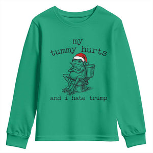 Funny Frog Christmas Youth Sweatshirt My Tummy Hurts And I Hate Trump TS14 Irish Green Print Your Wear