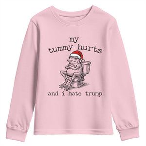 Funny Frog Christmas Youth Sweatshirt My Tummy Hurts And I Hate Trump TS14 Light Pink Print Your Wear