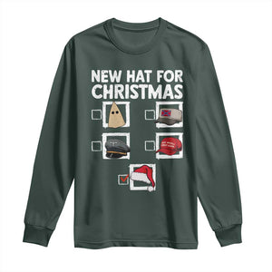Funny Political Christmas Long Sleeve Shirt Old Hat New Hat TS14 Dark Forest Green Print Your Wear