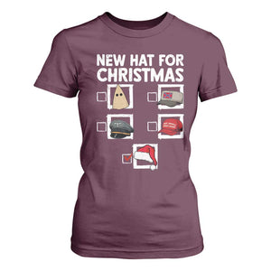 Funny Political Christmas T Shirt For Women Old Hat New Hat TS14 Maroon Print Your Wear