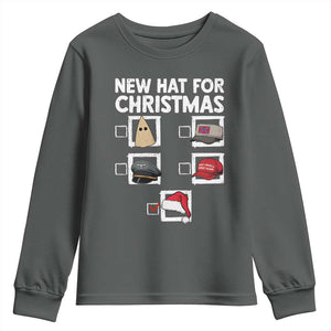 Funny Political Christmas Youth Sweatshirt Old Hat New Hat TS14 Dark Heather Print Your Wear