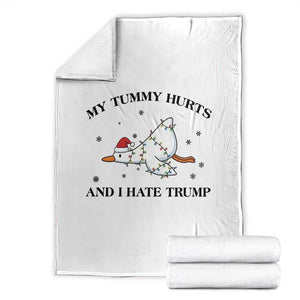Silly Goose Christmas Throw Blanket My Tummy Hurts And I Hate Trump TS14 White Print Your Wear