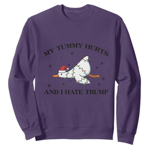Silly Goose Christmas Sweatshirt My Tummy Hurts And I Hate Trump TS14 Purple Print Your Wear