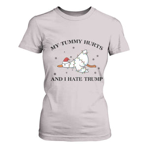 Silly Goose Christmas T Shirt For Women My Tummy Hurts And I Hate Trump TS14 Ice Gray Print Your Wear