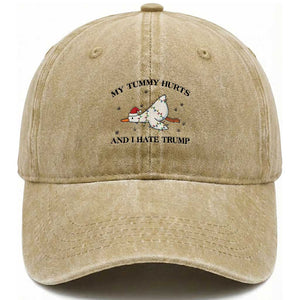 Silly Goose Christmas Washed Cotton Baseball Cap My Tummy Hurts And I Hate Trump TS14 Washed Cap Universal Fit Khaki Print Your Wear