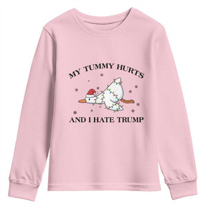 Silly Goose Christmas Youth Sweatshirt My Tummy Hurts And I Hate Trump TS14 Light Pink Print Your Wear