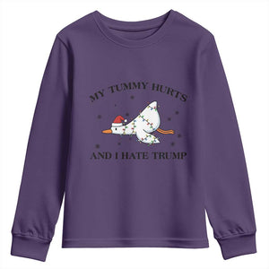 Silly Goose Christmas Youth Sweatshirt My Tummy Hurts And I Hate Trump TS14 Purple Print Your Wear