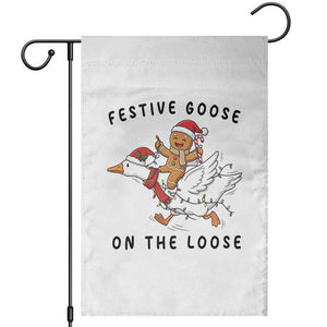 Funny Goose Christmas Garden Flag Festive Goose On The Loose Xmas TS14 White Print Your Wear