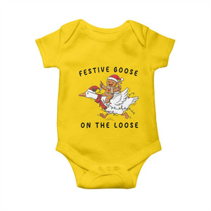 Funny Goose Christmas Baby Onesie Festive Goose On The Loose Xmas TS14 Daisy Print Your Wear