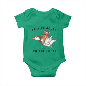 Funny Goose Christmas Baby Onesie Festive Goose On The Loose Xmas TS14 Irish Green Print Your Wear
