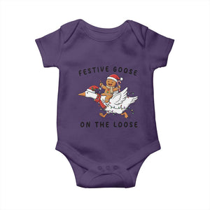 Funny Goose Christmas Baby Onesie Festive Goose On The Loose Xmas TS14 Purple Print Your Wear