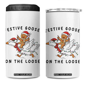 Funny Goose Christmas 4 in 1 Can Cooler Tumbler Festive Goose On The Loose Xmas TS14 One Size: 16 oz White Print Your Wear