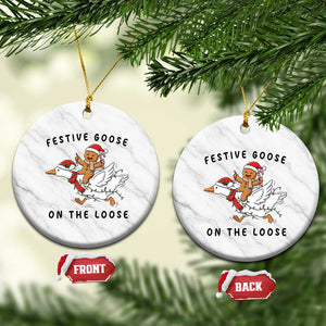 Funny Goose Christmas Ceramic Ornament Festive Goose On The Loose Xmas TS14 1pc White Marble Print Your Wear