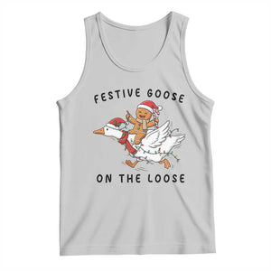 Funny Goose Christmas Tank Top Festive Goose On The Loose Xmas TS14 Ash Print Your Wear