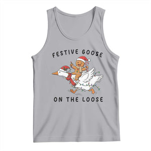 Funny Goose Christmas Tank Top Festive Goose On The Loose Xmas TS14 Athletic Heather Print Your Wear