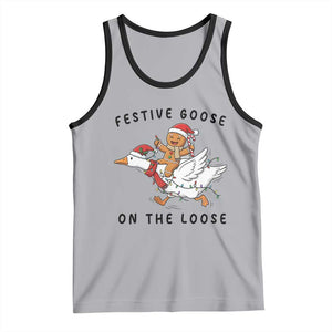 Funny Goose Christmas Tank Top Festive Goose On The Loose Xmas TS14 Athletic Heather Black Print Your Wear