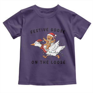 Funny Goose Christmas Toddler T Shirt Festive Goose On The Loose Xmas TS14 Purple Print Your Wear
