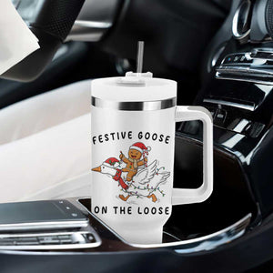 Funny Goose Christmas Tumbler With Handle Festive Goose On The Loose Xmas TS14 Print Your Wear