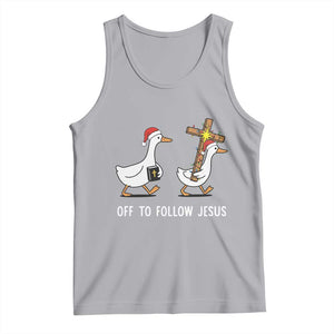 Funny Christmas Christian Goose Tank Top Off To Follow Jesus TS14 Athletic Heather Print Your Wear