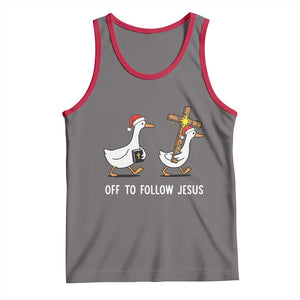 Funny Christmas Christian Goose Tank Top Off To Follow Jesus TS14 Deep Heather Red Print Your Wear