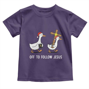 Funny Christmas Christian Goose Toddler T Shirt Off To Follow Jesus TS14 Purple Print Your Wear