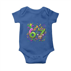 67 Mardi Gras Meme Baby Onesie Funny Six Seven Carnival Party TS14 Royal Blue Print Your Wear