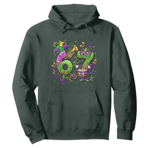 67 Mardi Gras Meme Hoodie Funny Six Seven Carnival Party TS14 Dark Forest Green Print Your Wear