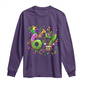 67 Mardi Gras Meme Long Sleeve Shirt Funny Six Seven Carnival Party TS14 Purple Print Your Wear
