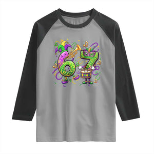 67 Mardi Gras Meme Raglan Shirt Funny Six Seven Carnival Party TS14 Sport Gray Black Print Your Wear