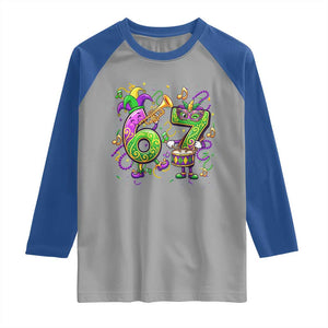 67 Mardi Gras Meme Raglan Shirt Funny Six Seven Carnival Party TS14 Sport Gray Royal Print Your Wear