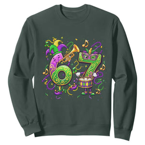 67 Mardi Gras Meme Sweatshirt Funny Six Seven Carnival Party TS14 Dark Forest Green Print Your Wear
