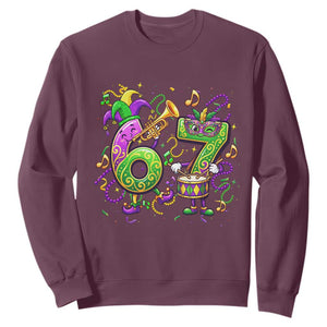 67 Mardi Gras Meme Sweatshirt Funny Six Seven Carnival Party TS14 Maroon Print Your Wear