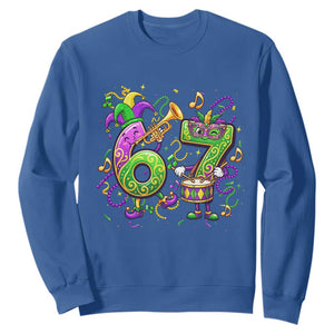 67 Mardi Gras Meme Sweatshirt Funny Six Seven Carnival Party TS14 Royal Blue Print Your Wear
