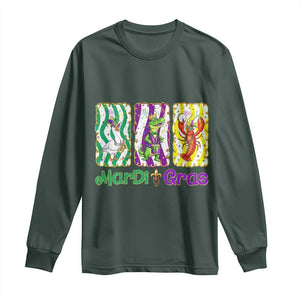 Funny Mardi Gras Animal Long Sleeve Shirt Alligator Crawfish Goose New Orleans Louisiana TS14 Dark Forest Green Print Your Wear