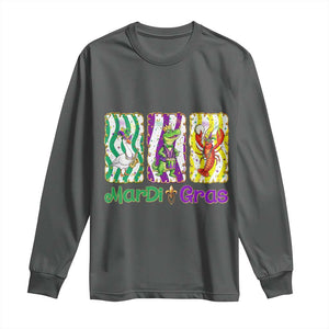 Funny Mardi Gras Animal Long Sleeve Shirt Alligator Crawfish Goose New Orleans Louisiana TS14 Dark Heather Print Your Wear