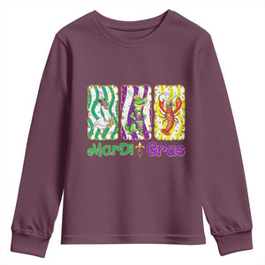 Funny Mardi Gras Animal Youth Sweatshirt Alligator Crawfish Goose New Orleans Louisiana TS14 Maroon Print Your Wear