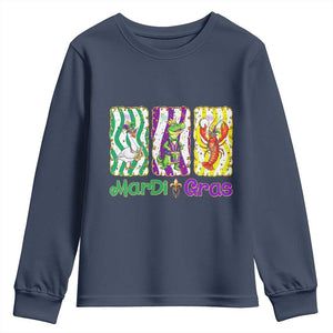 Funny Mardi Gras Animal Youth Sweatshirt Alligator Crawfish Goose New Orleans Louisiana TS14 Navy Print Your Wear